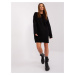 Black knitted dress RUE PARIS with a round neckline