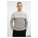 Trendyol Gray Slim Crew Neck Color Blocked Knitwear Sweater