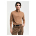 SVETER GANT EXTRAFINE MERINO WOOL HALF ZIP DK. SAND MELANGE