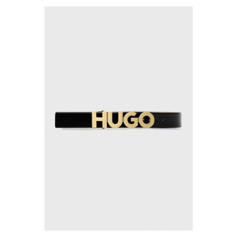 Kožený opasok HUGO dámsky, čierna farba, 50470629 Hugo Boss