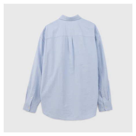 Košeľa GAP Longsleeve Standard-Fit Oxford Logo Shirt Light Blue