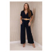 Jumpsuit with decorative belt at the waist navy