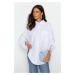 Trendyol White Woven Cotton Shirt with Adjustable Gathering Detail on Sleeves