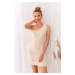 Fitted beige one-shoulder dress