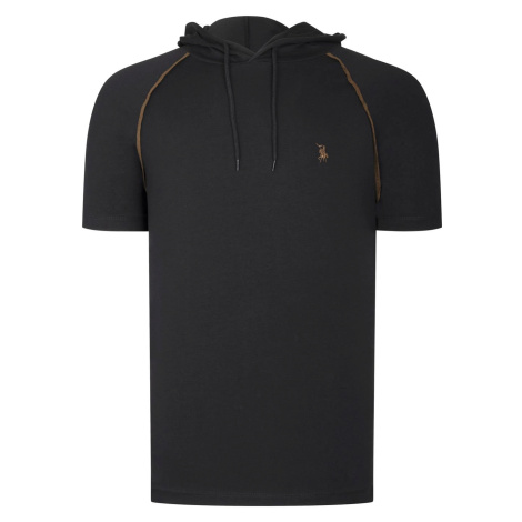 T8570 DEWBERRY HOODED MEN'S T-SHIRT-PLAIN BLACK