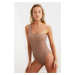 Trendyol Dark Brown One Shoulder Swimsuit