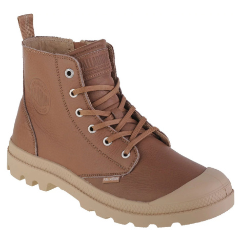 HNEDÉ KOŽENÉ ČLENKOVÉ TENISKY PALLADIUM PAMPA ZIP LTH ESS 76888-254-M