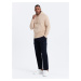 Ombre BASIC men's cotton sweatshirt kangaroo hoodie - beige