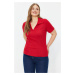 Trendyol Curve Red Ribbed Knitted Blouse