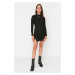 Trendyol Black High Neck Slit Mini Knitted Dress