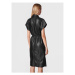 Sisley Šaty z imitácie kože 4MTMLV01Q Čierna Regular Fit
