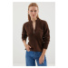 Bigdart 15880 Zippered Knitwear Cardigan - Brown