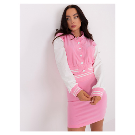 Pink casual set with baseball sweatshirt