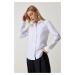 Happiness İstanbul Women's White Slim Fit Lycra Poplin Office Shirt