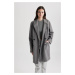 DEFACTO Windproof Long Cashmere Coat Oversize Wide Cut Double Breasted Collar Button