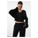 Trendyol Black V Neck Crop Knitwear Cardigan