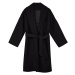 Trendyol Black Button Detailed Soft Textured Slit Oversize Coat