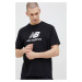 Bavlnené tričko New Balance MT31541BK-1BK, čierna farba, vzorované