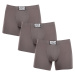 3PACK pánske boxerky Styx long klasická guma tmavo sivé (3F1063)