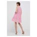 Bavlnené šaty Rich & Royal ružová farba, mini, áčkový strih