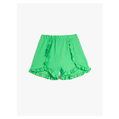 Koton Shorts with Frills. Comfortable cut, with an elasticated waist, textured texture.