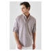 AC&Co / Altınyıldız Classics Men's Brown Comfort Fit Relaxed-Cut Buttoned Collar Casual Linen Sh