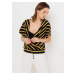 Black-yellow striped blouse with folding CAMAIEU - Ladies