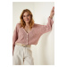 Happiness İstanbul Powder V-Neck Seasonal Crop Knitwear Cardigan