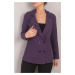 armonika Women's Purple Stripe Patterned Four Button Cachet Jacket