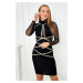 Knitted dress with gold stripes in black