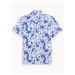 Modrá pánska kvetovaná ľanová košeľa Celio Dafleuris