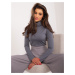 Graphite turtleneck blouse with long sleeves