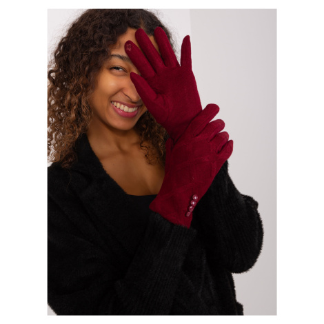 Burgundy gloves with geometric pattern