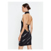 ROTATE Úpletové šaty Sequin Logo 110112100 Čierna Slim Fit