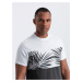 Ombre Men's two-tone t-shirt with palm leaf print - dark grey