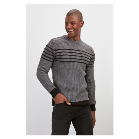 Trendyol Gray Men's Crew Neck Long Sleeve Sweater