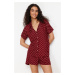 Trendyol Burgundy Heart Viscose Woven Pajamas Set