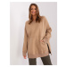 Dark beige insulated sweatshirt with slits