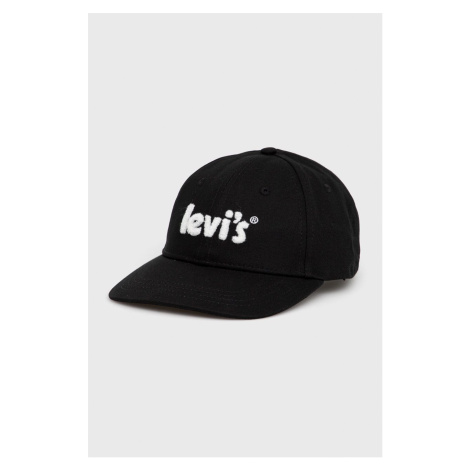 Bavlnená čiapka Levi's čierna farba, s nášivkou Levi´s