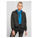 Women's Oversized Glossy Crinkle Nylon Jacket Black