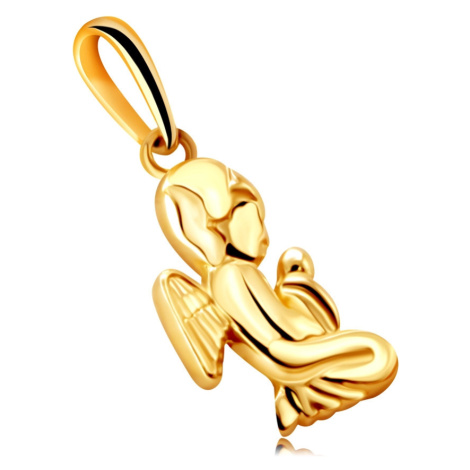 Zlatý prívesok zo 14K zlata - modliaci sa anjelik na kolenách
