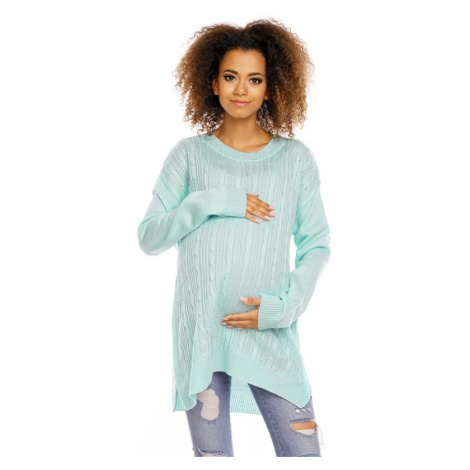 Tehotenský a dojčiaci mätový sveter so zipsami na boku