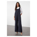 Trendyol Navy Blue Thick Strap Button Detailed Wide Leg Woven Jumpsuit