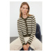 Trendyol Green Crop Striped Knitwear Cardigan