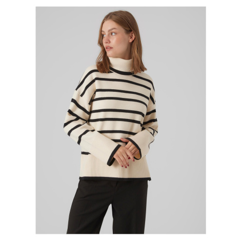 Black and cream women's striped sweater VERO MODA Saba - Women