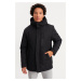 River Club Pánska čierna fleecová vodná a vetruodolná zimná bunda s kapucňou &gt; kabát &amp; pa