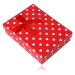 Darčeková krabička na retiazku alebo set – biele srdiečka, červený podklad