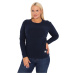 TMAVOMODRÉ BASIC TRIČKO S DLHÝM RUKÁVOM -RV-BZ-9257.19-DARK BLUE