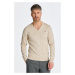 SVETER GANT CLASSIC COTTON V-NECK LIGHT BEIGE MELANGE