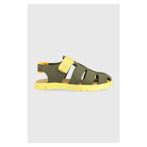 Detské kožené sandále Camper zelená farba